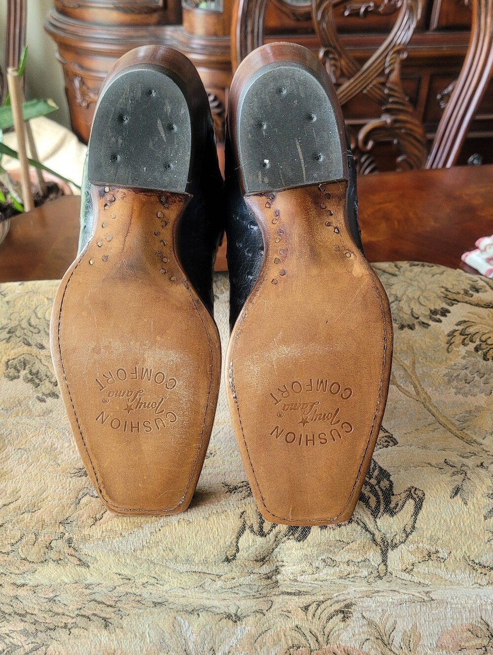 Tony Lama Black full quil Ostrich Leather, womens Western Boot, new w/tags 7.5B - Picture 7 of 8